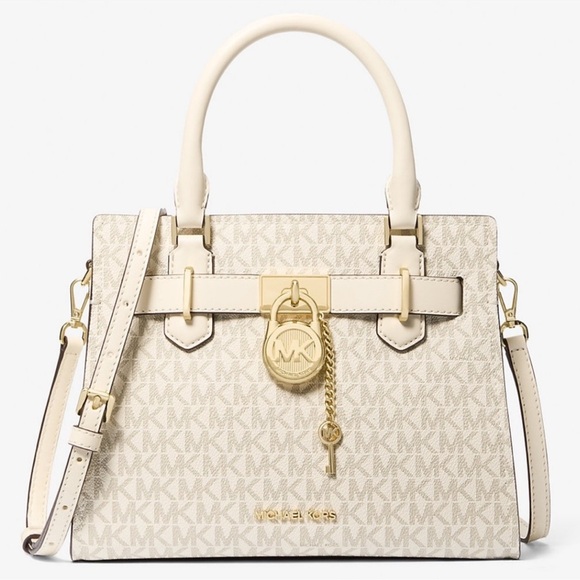 Michael Kors Handbags - Michael Kors Hamilton Small Logo Satchel Bag Light Cream Multi